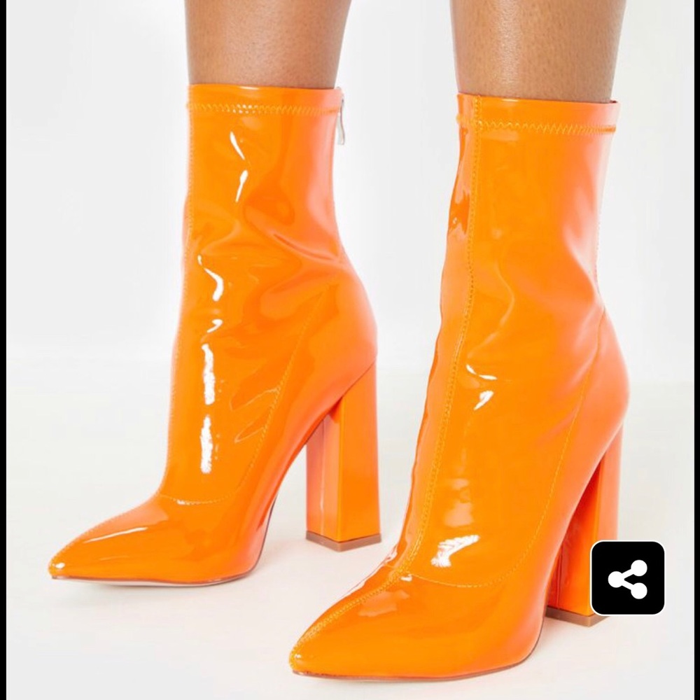 Orange Block Heel Point Boot